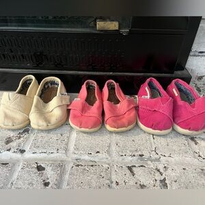 TOMS Kids Slip-On Shoes - Cream, Light Pink, and Dark Pink